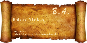 Bahis Aletta névjegykártya